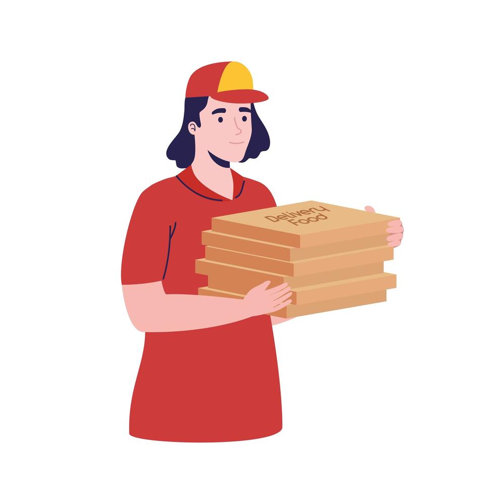 worker female of delivery food vector