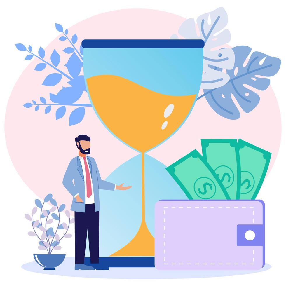 Illustration vector graphic cartoon character of time is money