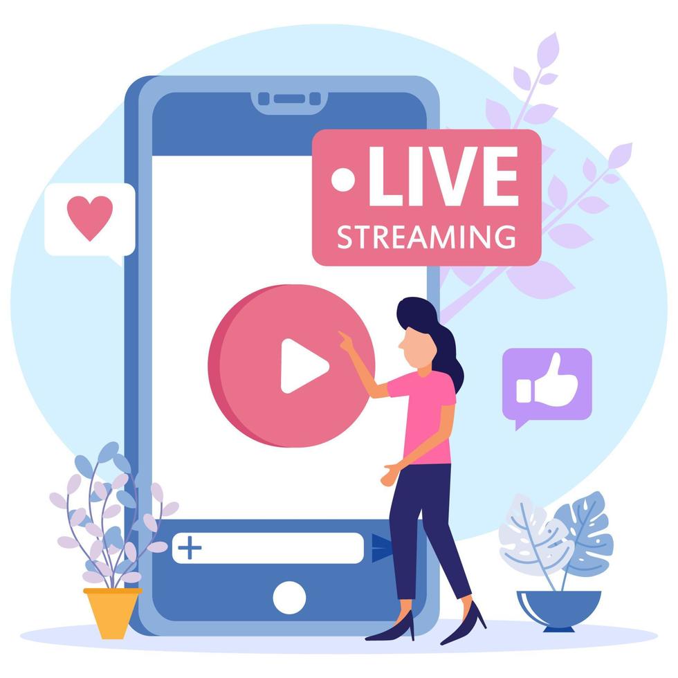 Illustration vector graphic cartoon character of live streaming