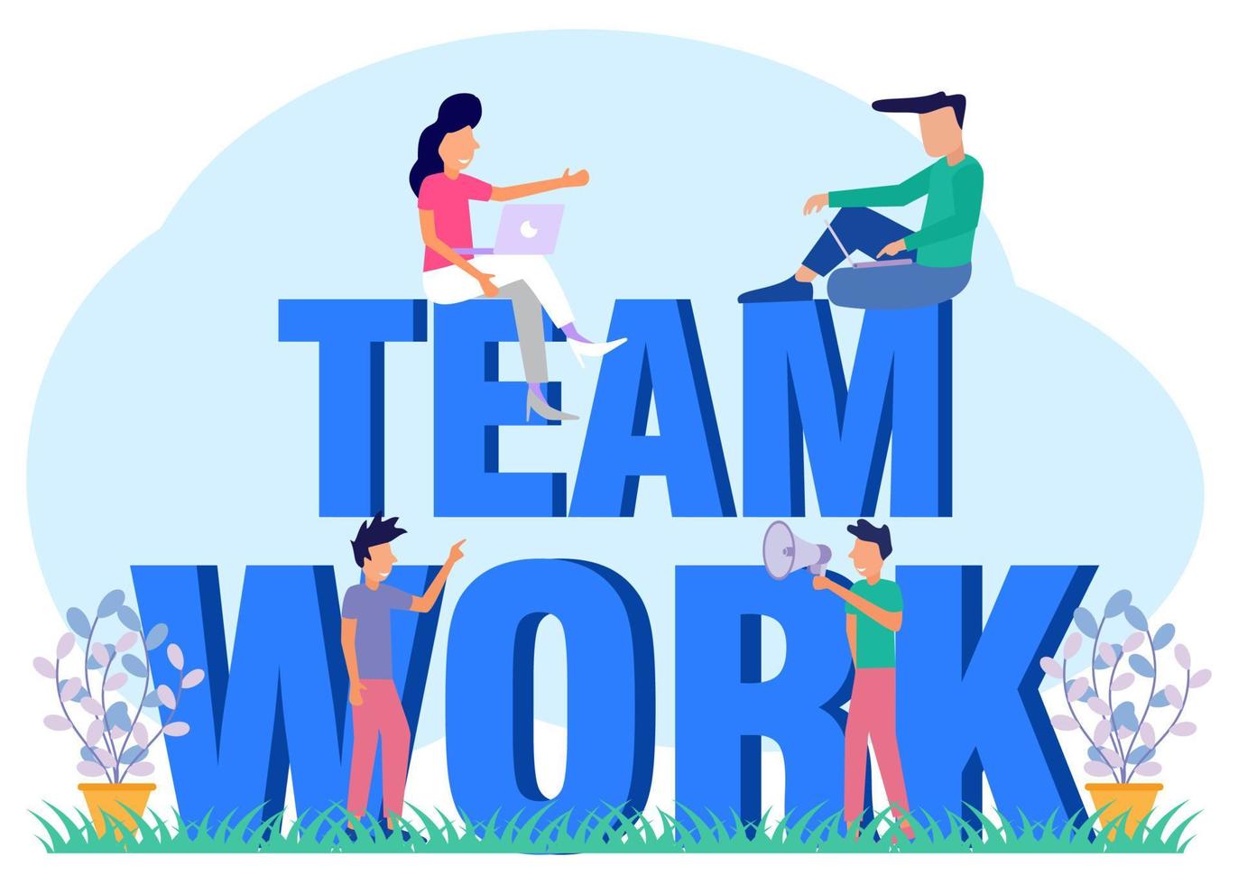 Illustration vector graphic cartoon character of team work