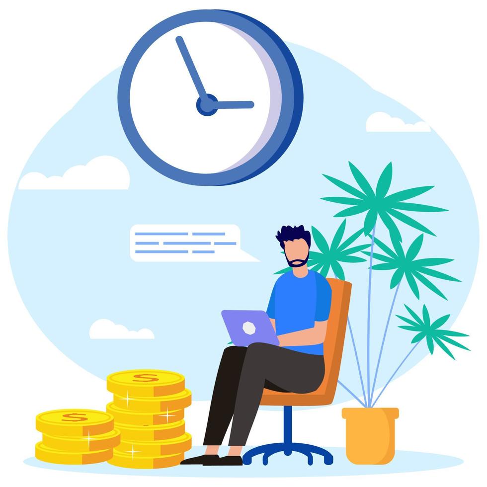 Illustration vector graphic cartoon character of time is money