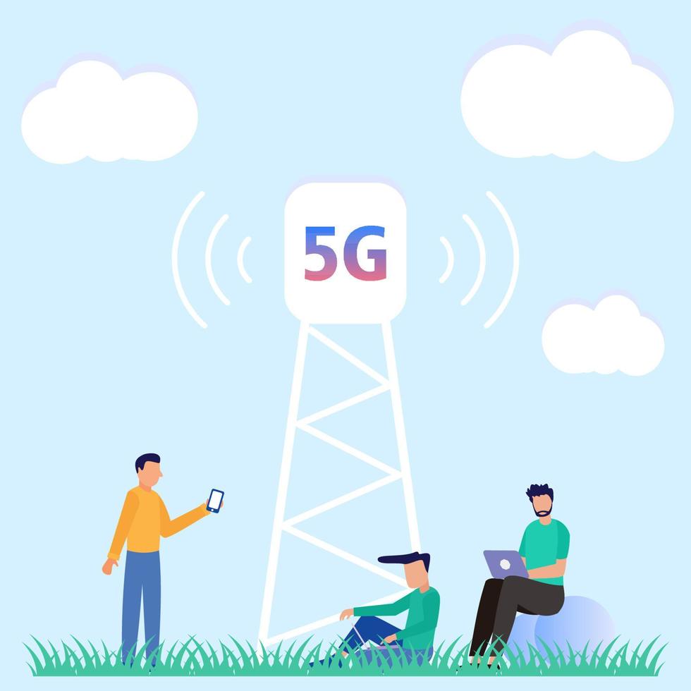 Illustration vector graphic cartoon character of 5G network