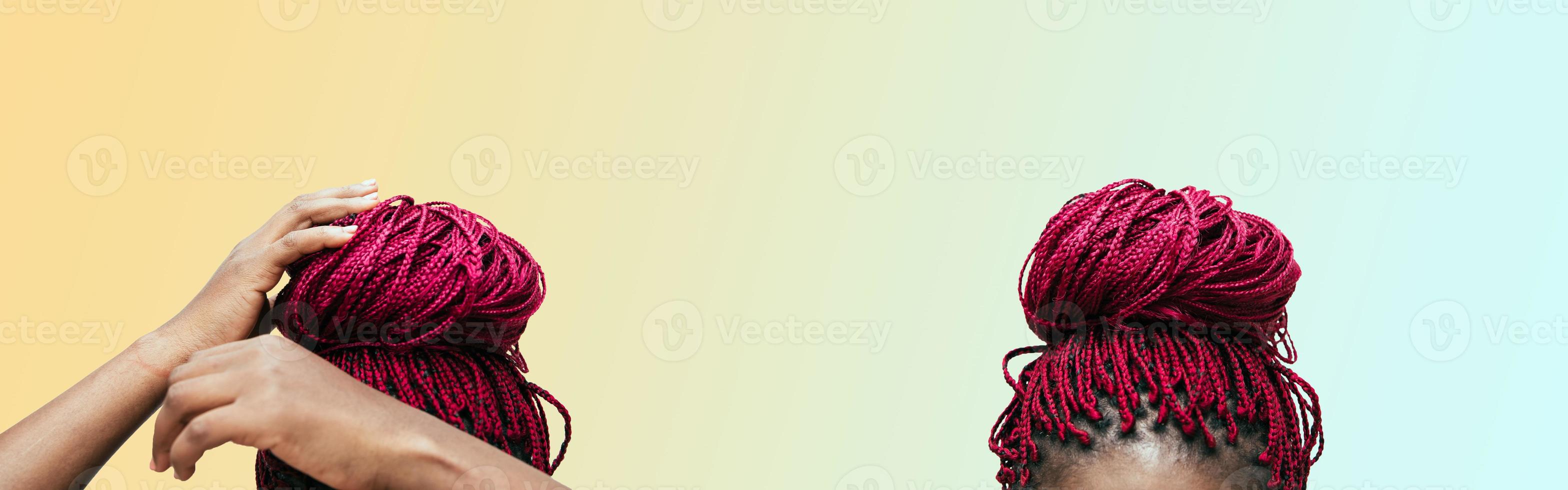 red braids with a colorful background photo