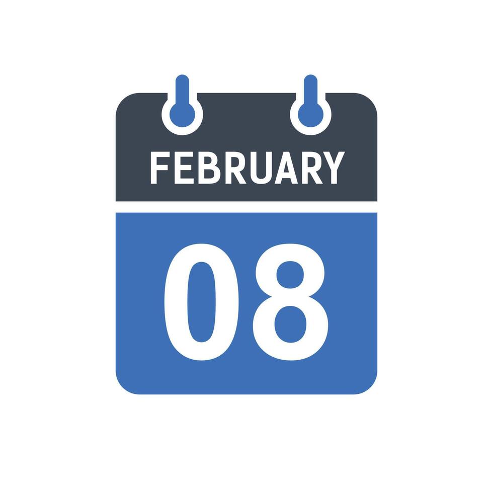 February 8 Calendar Date Icon vector