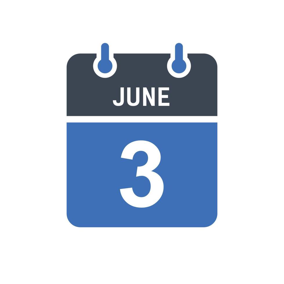 June 3 Calendar Date Icon vector