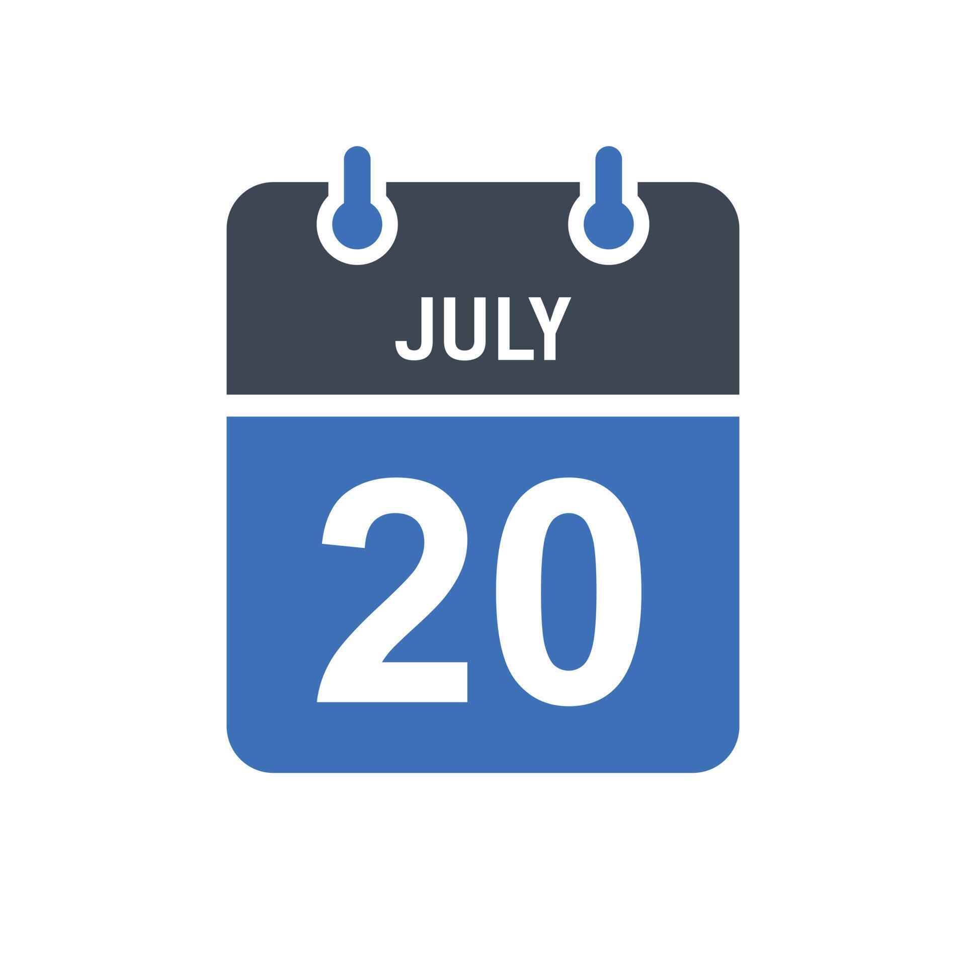 July 20 Calendar Date Icon 5260462 Vector Art at Vecteezy