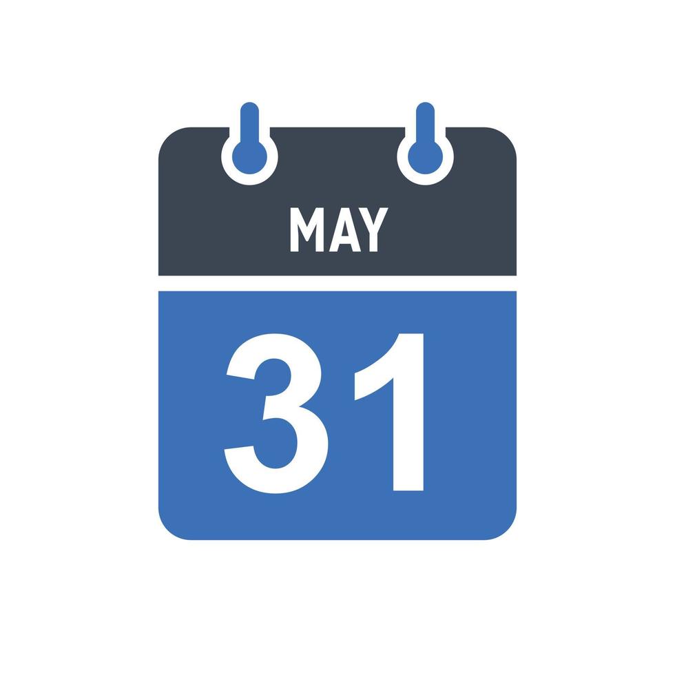 icono de fecha de calendario del 31 de mayo vector