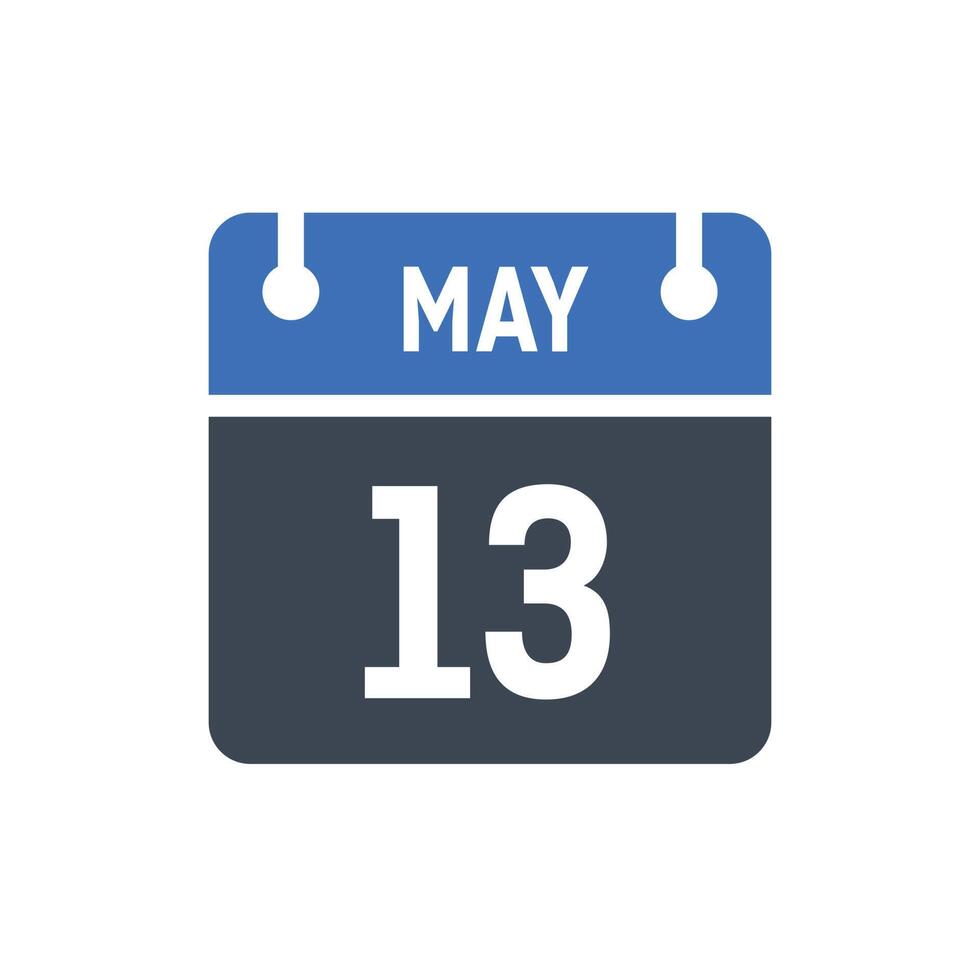 May 13 Calendar Date Icon vector