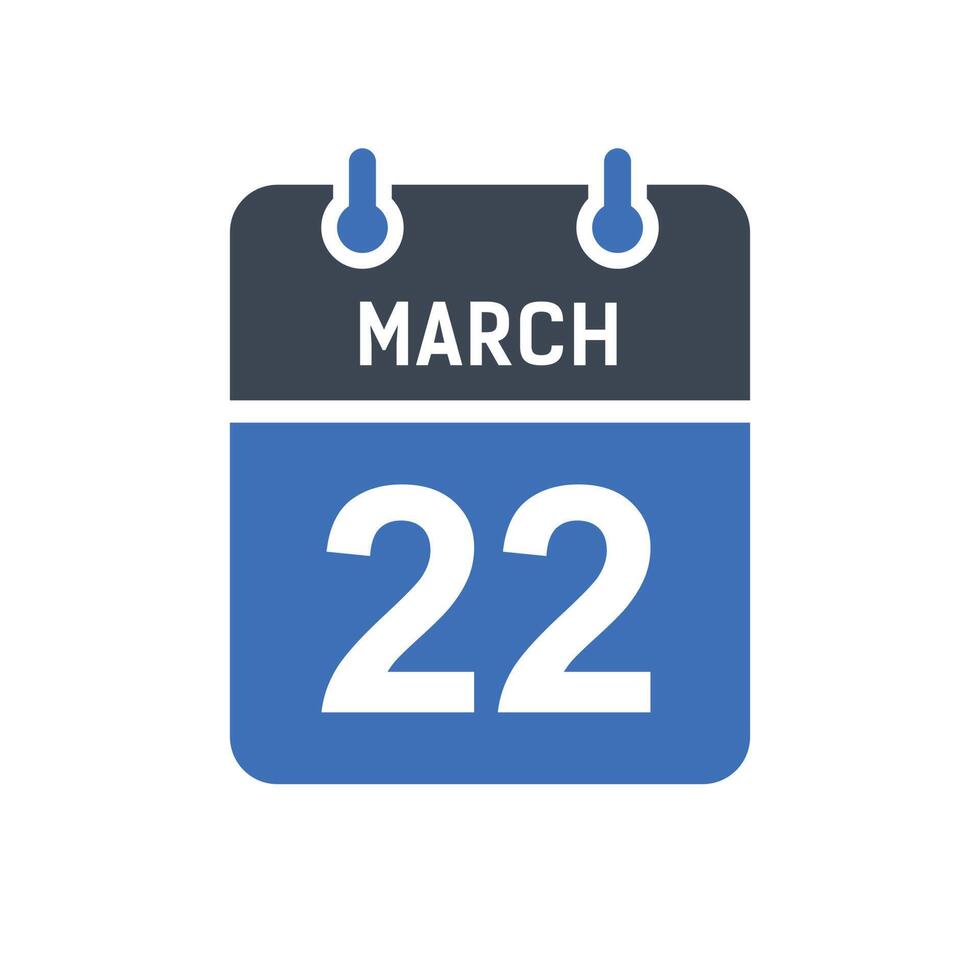 March 22 Calendar Date Icon vector