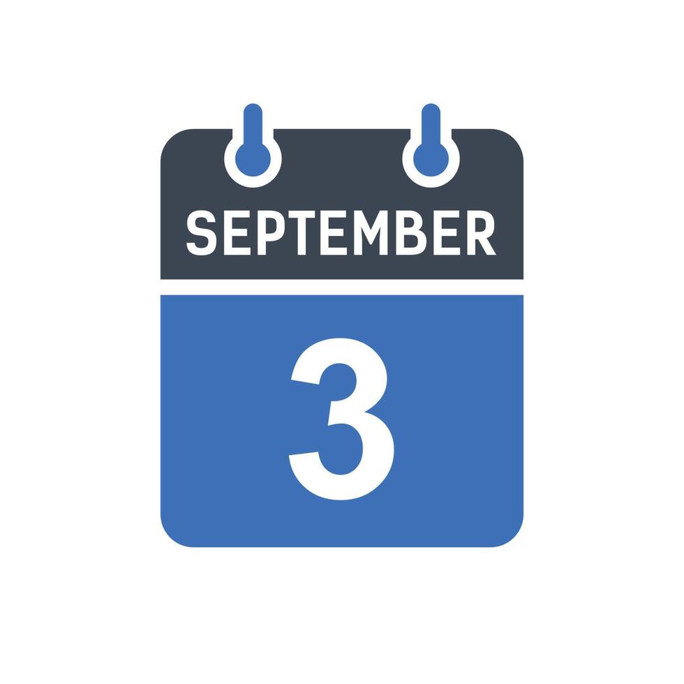 September 3 Calendar Date Icon vector