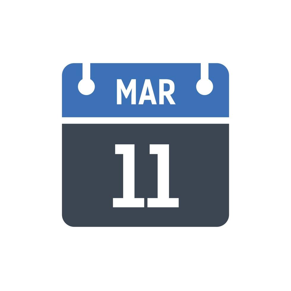 icono de fecha de calendario del 11 de marzo vector