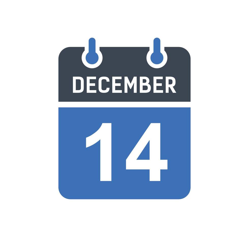 December 14 Calendar Date Icon vector