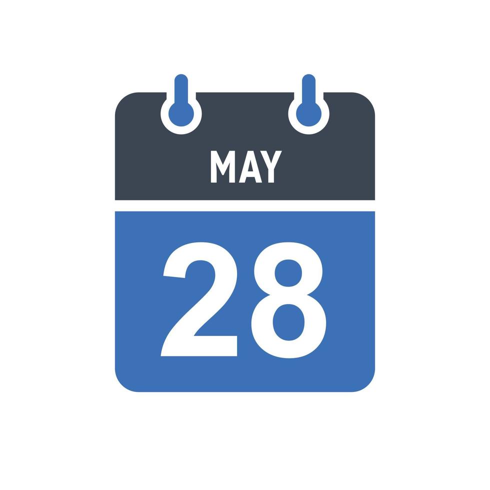 icono de fecha de calendario del 28 de mayo vector