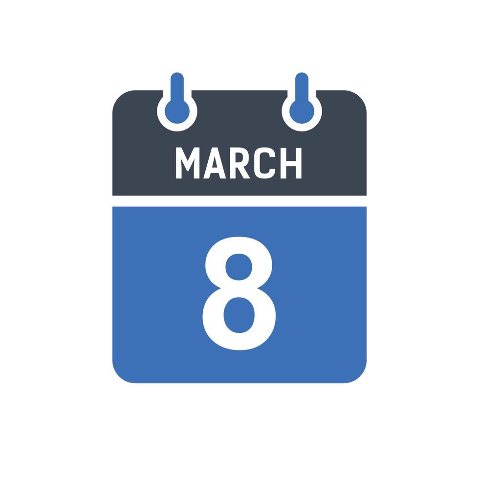 March 8 Calendar Date Icon vector