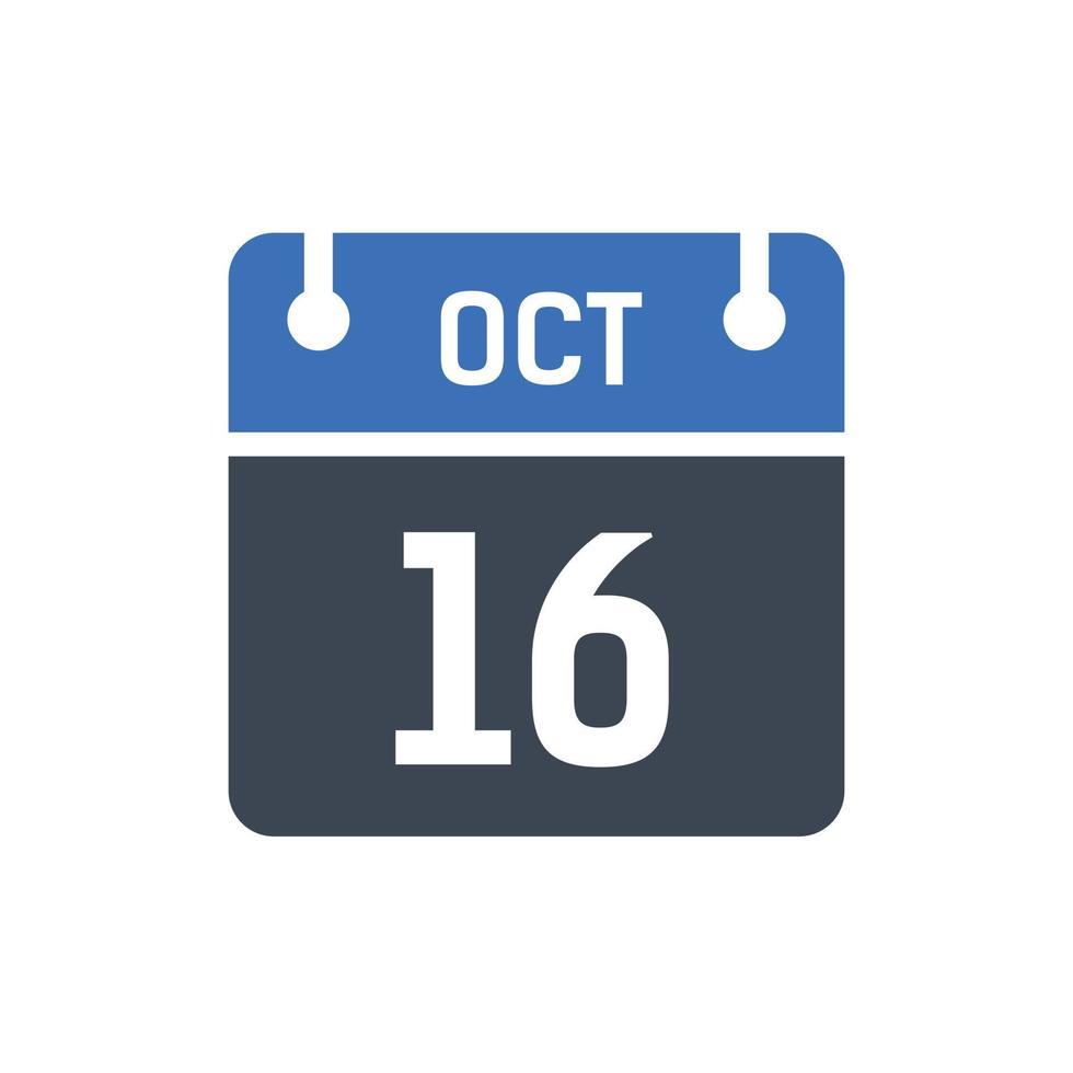 October 16 Date of Month Calendar vector