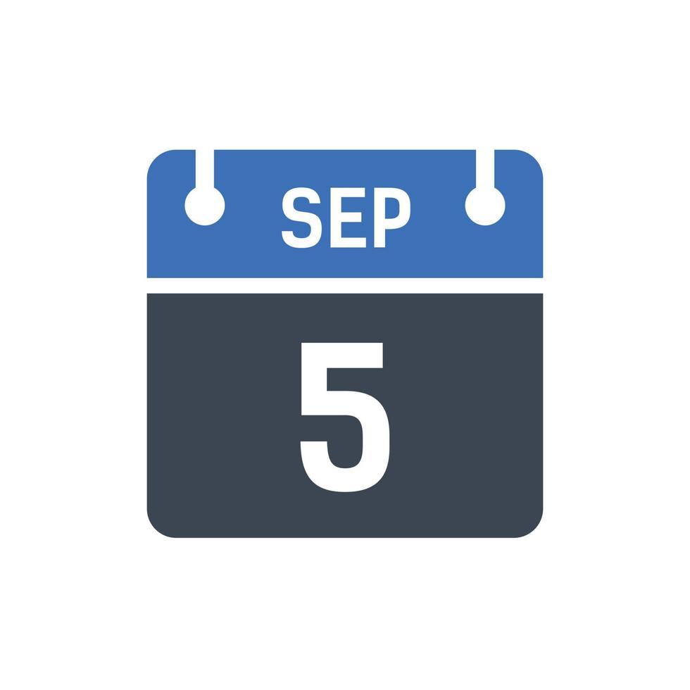 September 5 Date of Month Calendar vector