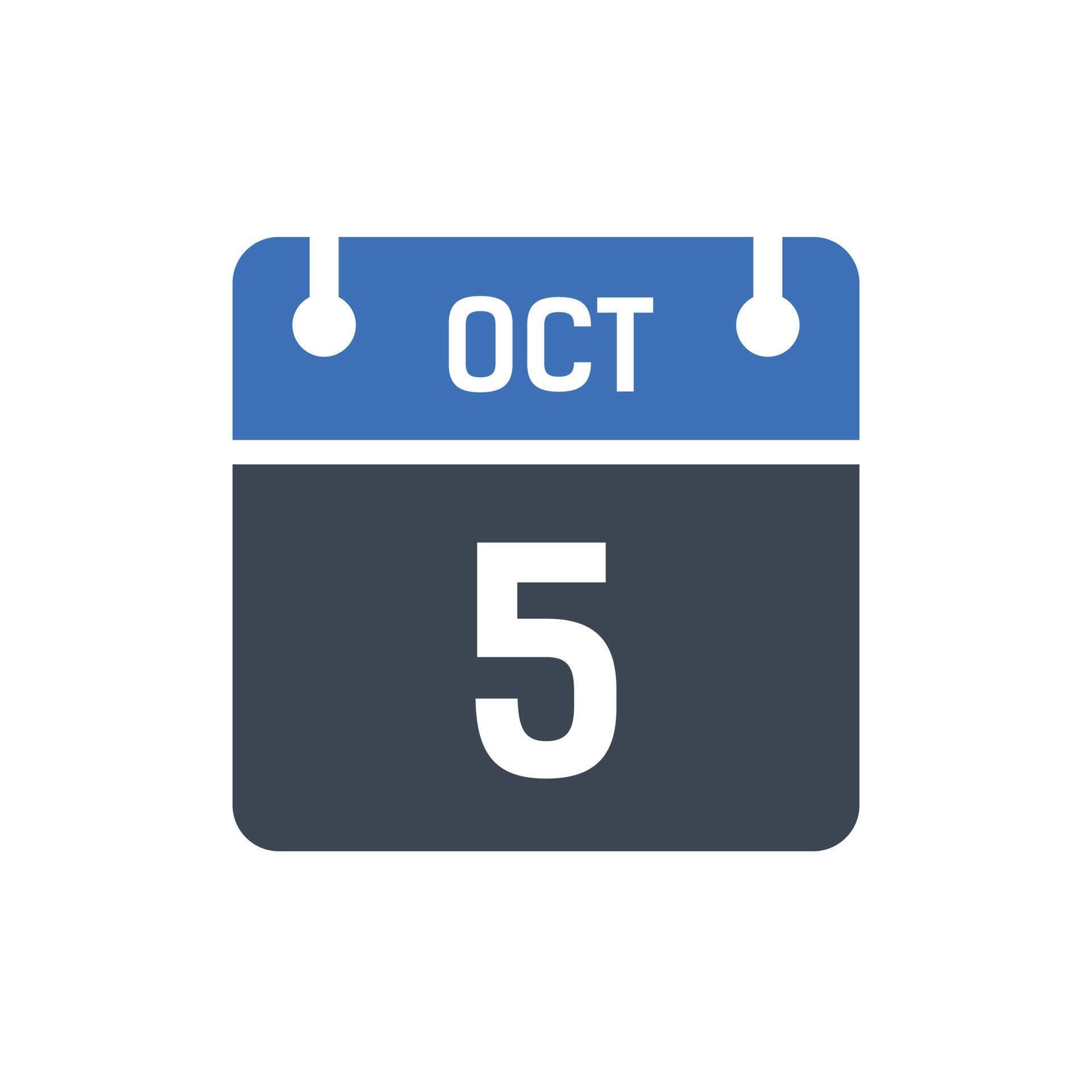 October 5 Date of Month Calendar 5260599 Vector Art at Vecteezy