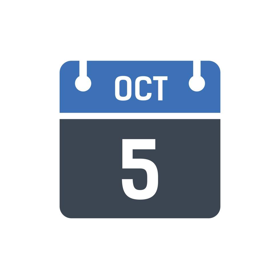 5 de octubre fecha del mes calendario vector