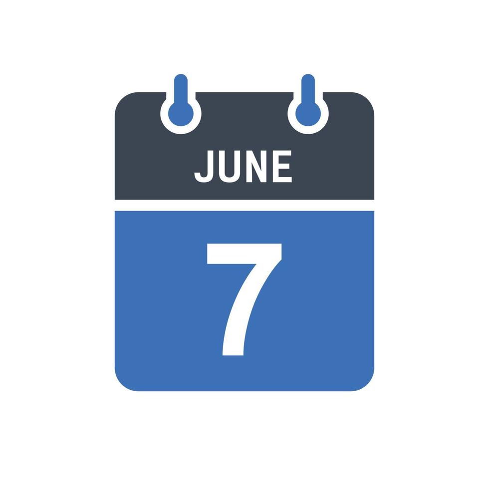 June 7 Calendar Date Icon vector