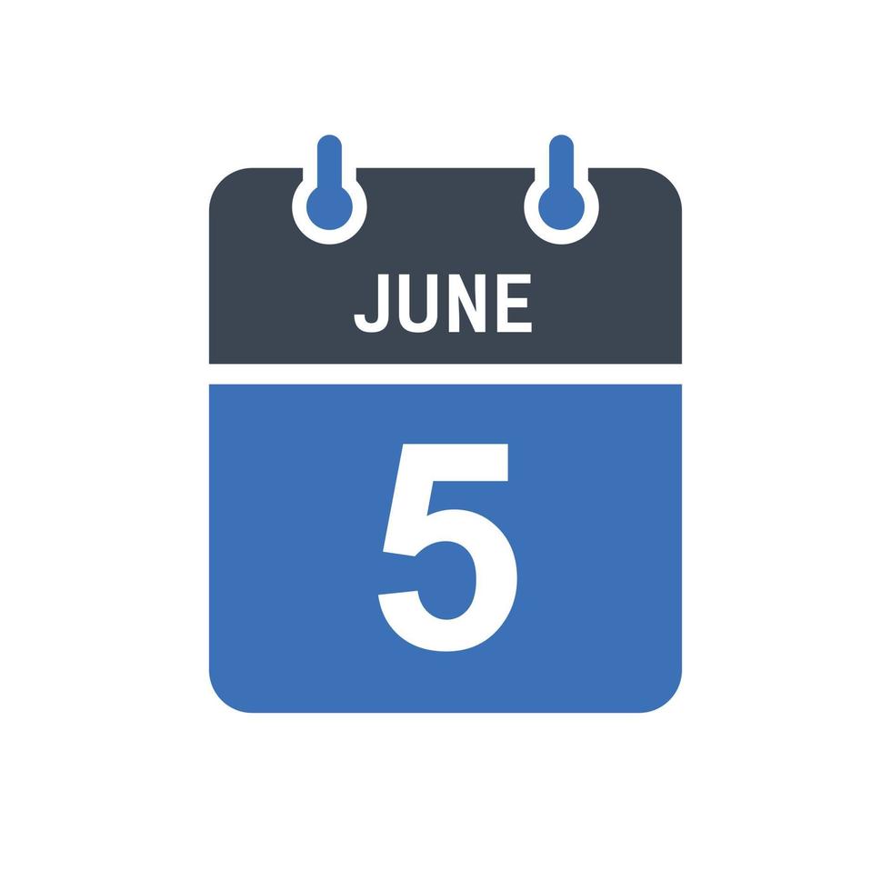 June 5 Calendar Date Icon vector