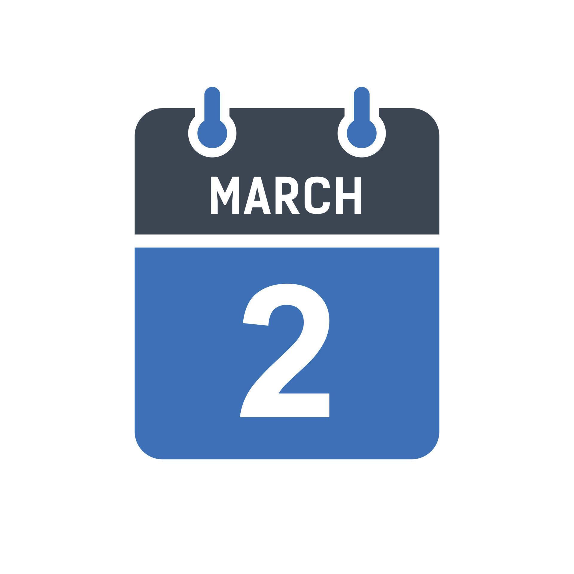 March 2 Calendar Date Icon 5260614 Vector Art at Vecteezy