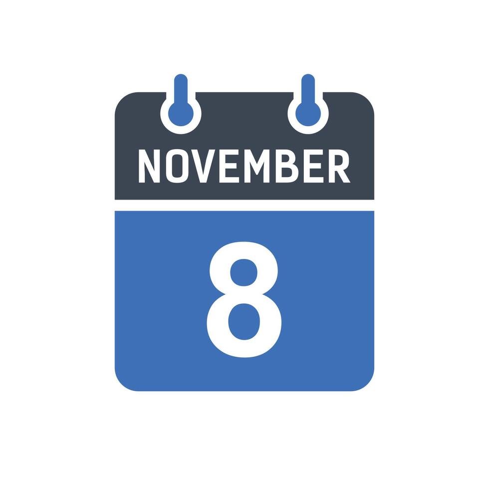 November 8 Calendar Date Icon vector