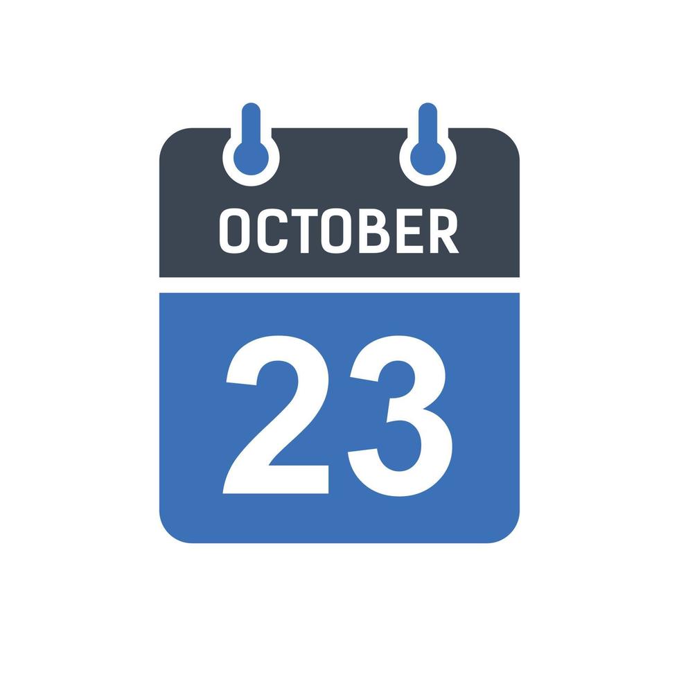 23 de octubre icono de fecha de calendario, icono de fecha de evento, fecha de calendario, diseño de icono vector