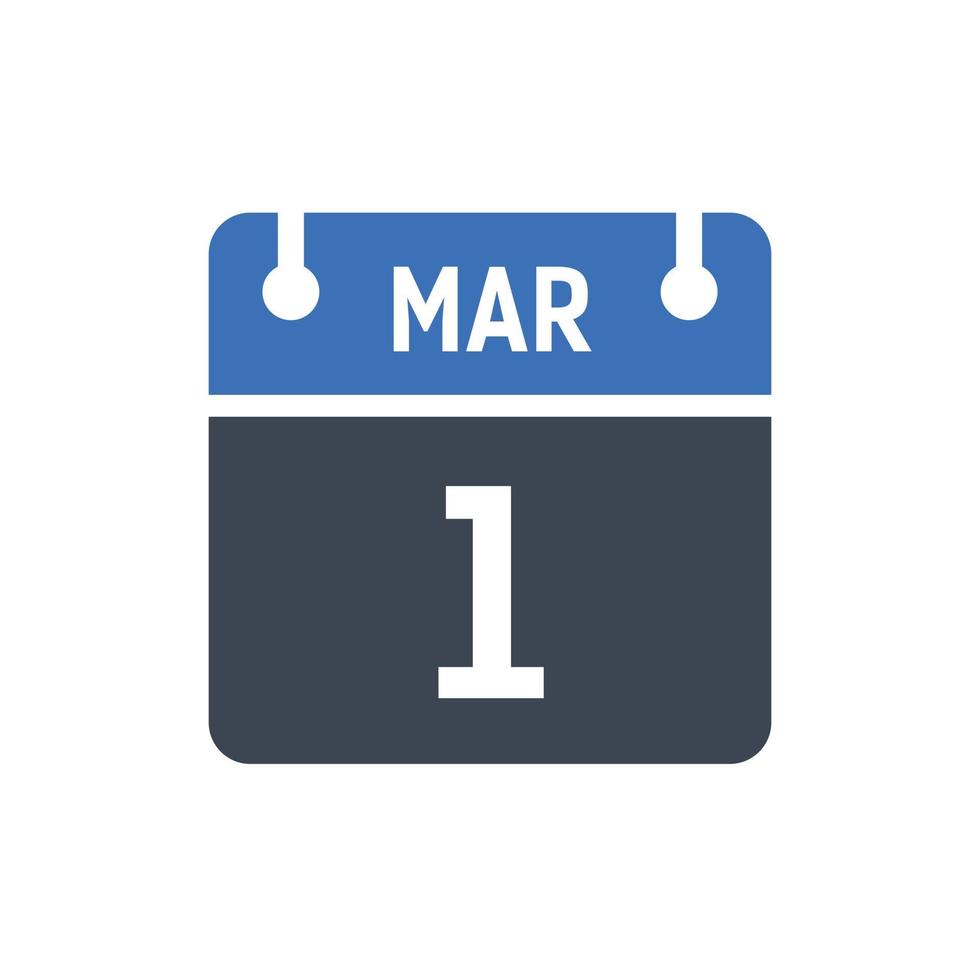 March 1 Calendar date icon vector