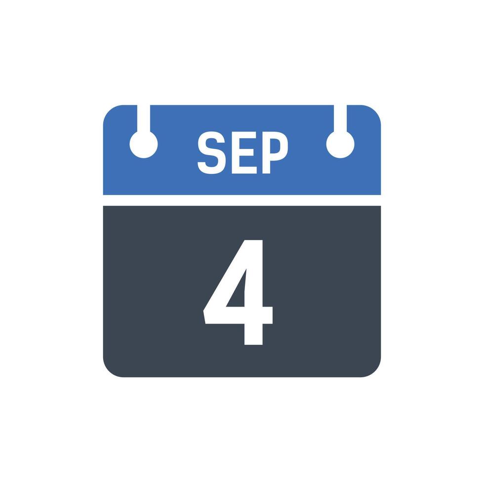 September 4 Calendar Icon, Date Icon vector