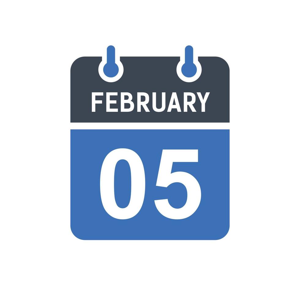 February 5 Calendar Date Icon vector