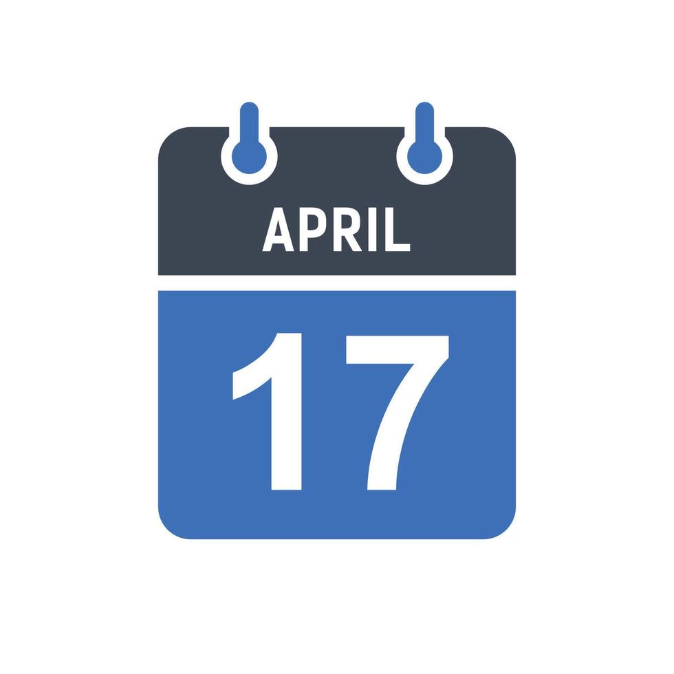 icono de fecha de calendario del 17 de abril vector