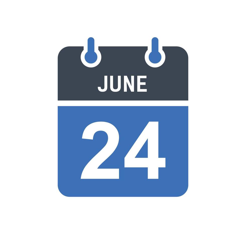 24 de junio calendario fecha icono vector