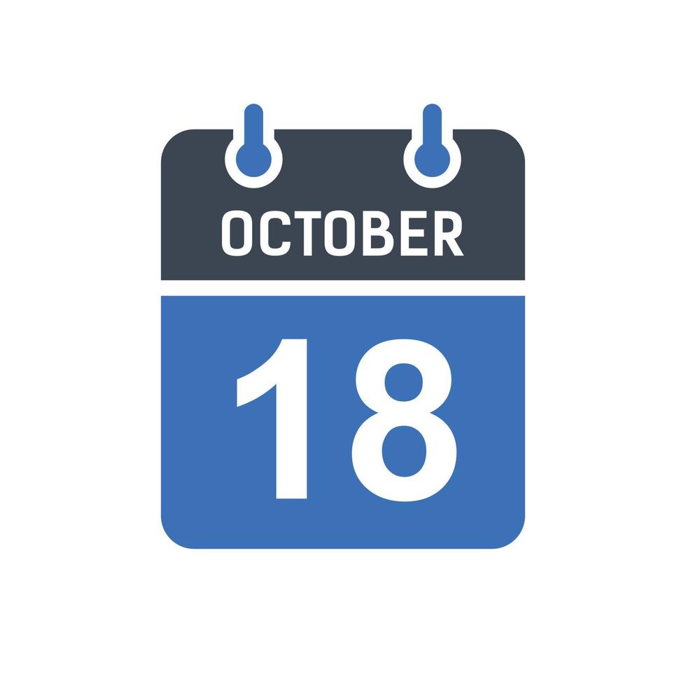 icono de fecha de calendario del 18 de octubre vector