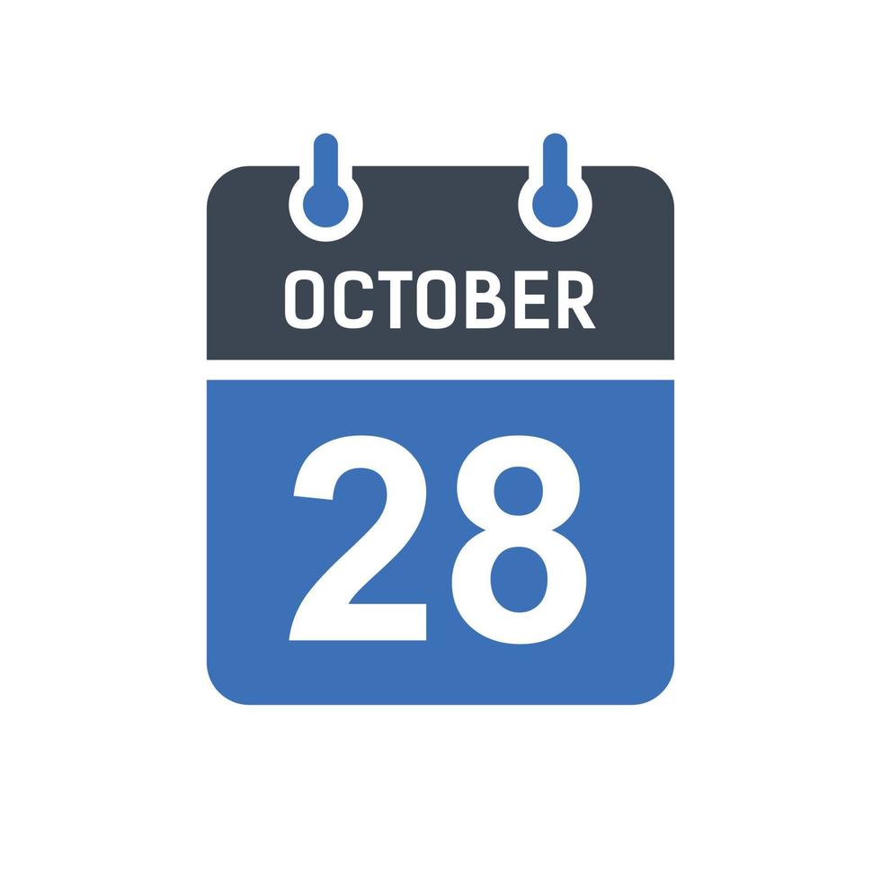 October 28 Calendar Date Icon, Event Date Icon, Calendar Date, Icon Design vector