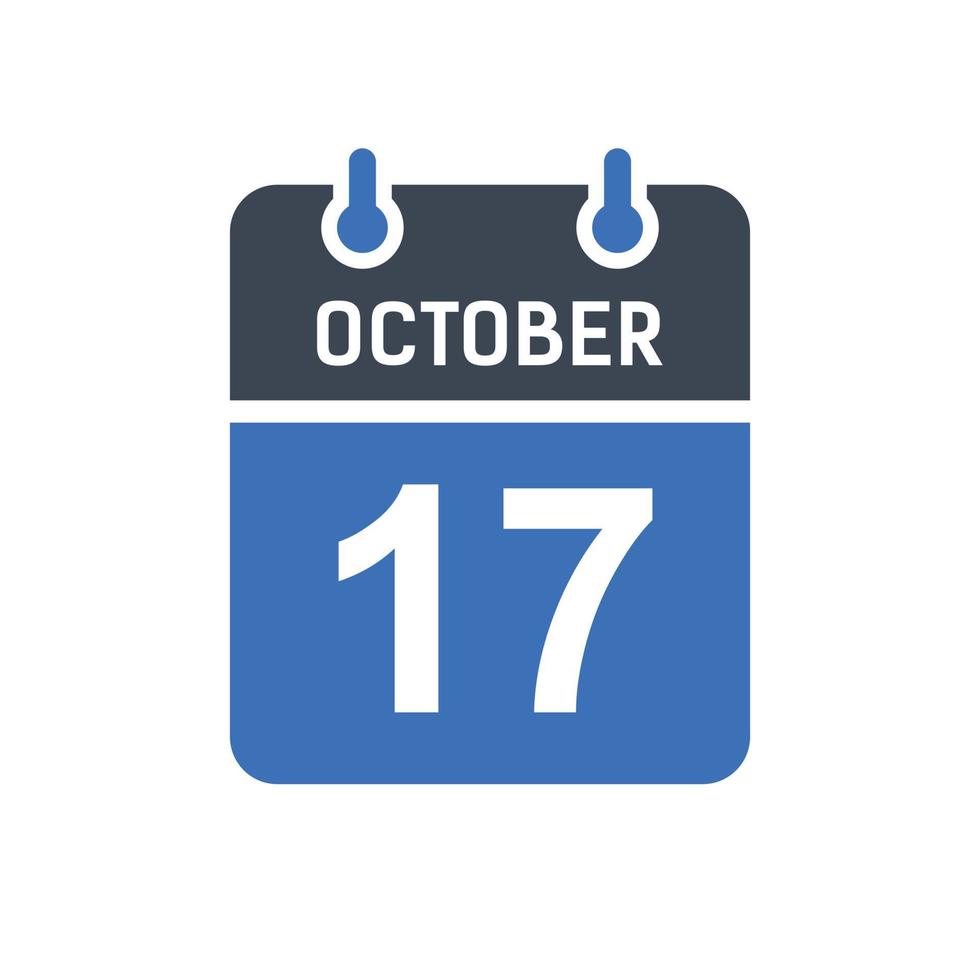 October 17 Calendar Date Icon, Event Date Icon, Calendar Date, Icon Design vector