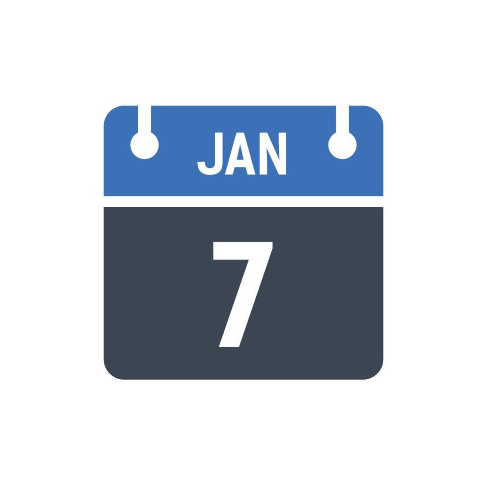 January 7 Date of Month Calendar vector