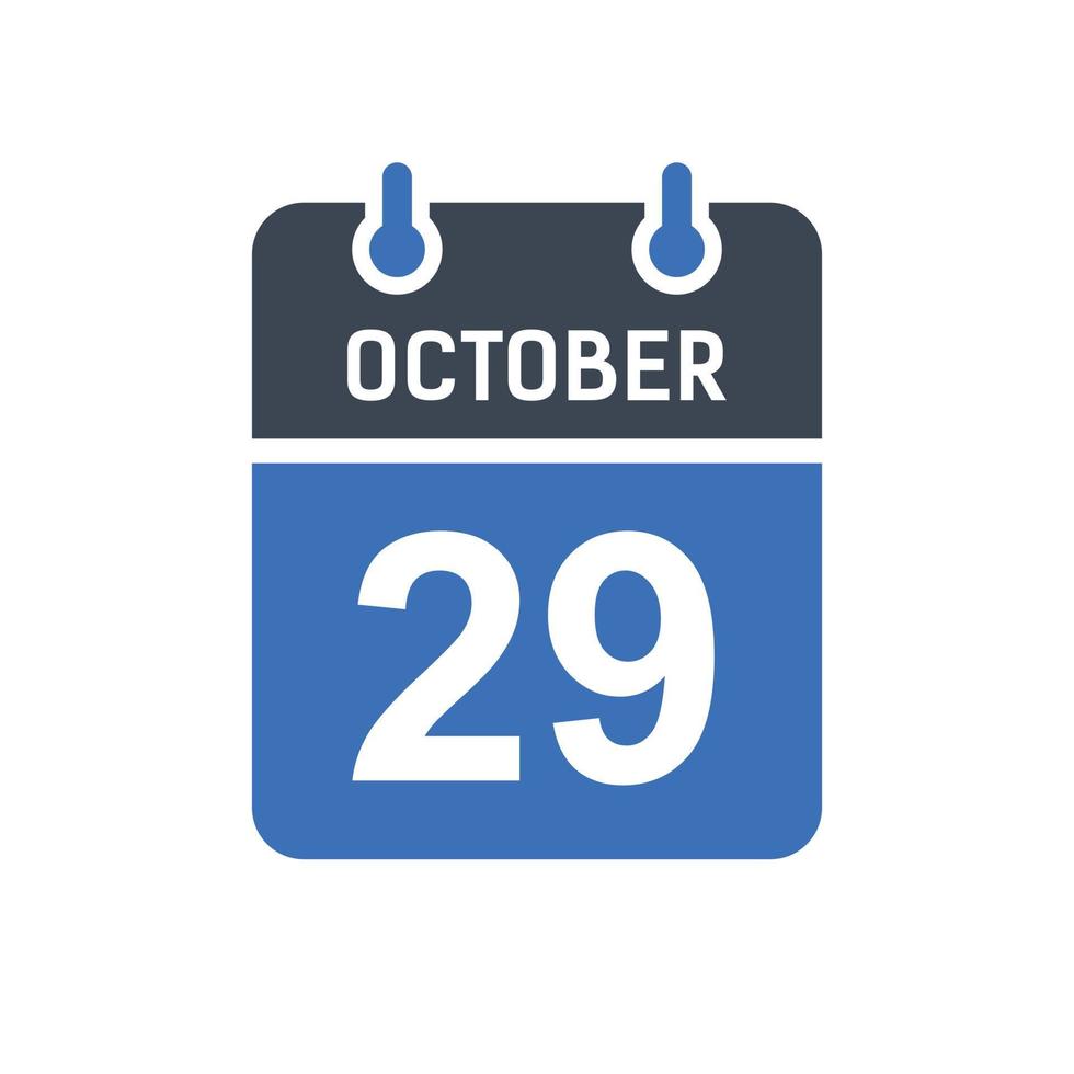 October 29 Calendar Date Icon, Event Date Icon, Calendar Date, Icon Design vector