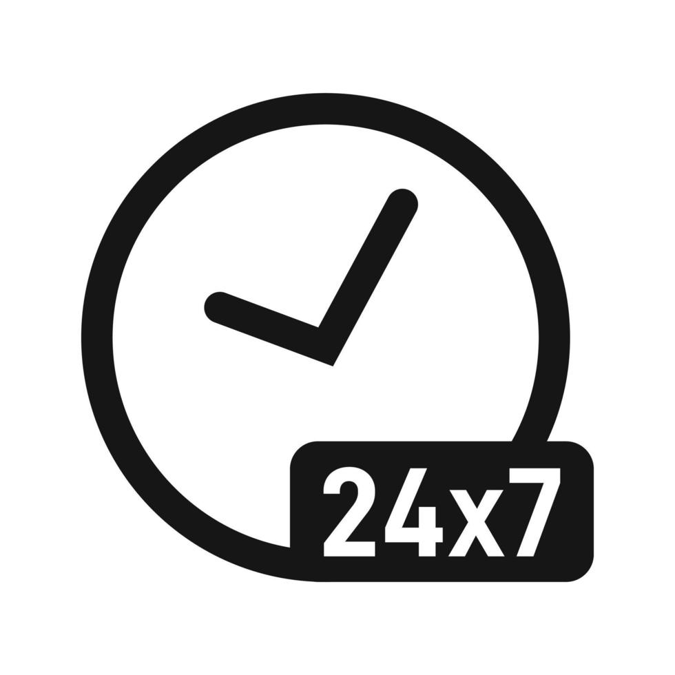 24 support icon, 24 hours support vector