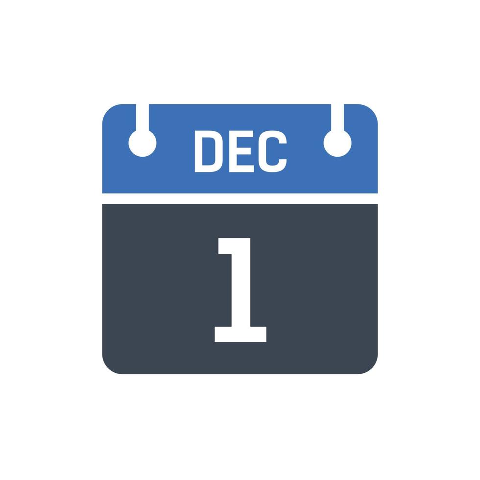 icono de fecha de calendario del 1 de diciembre vector