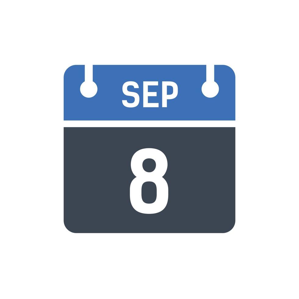 September 8 Date of Month Calendar vector