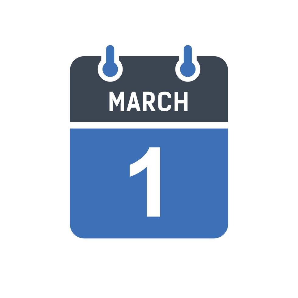 March 1 Calendar Date Icon vector