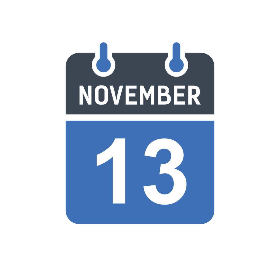 icono de fecha de calendario del 13 de noviembre vector