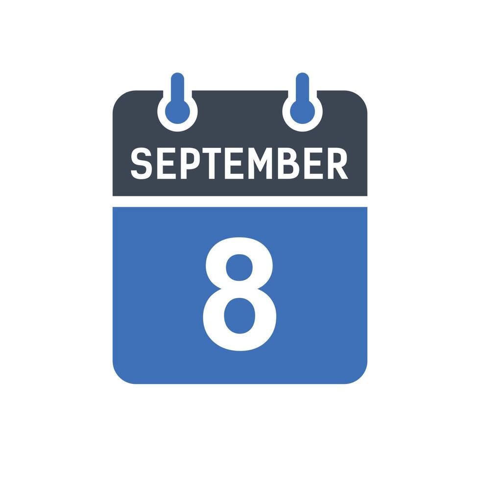 September 8 Calendar Date Icon vector