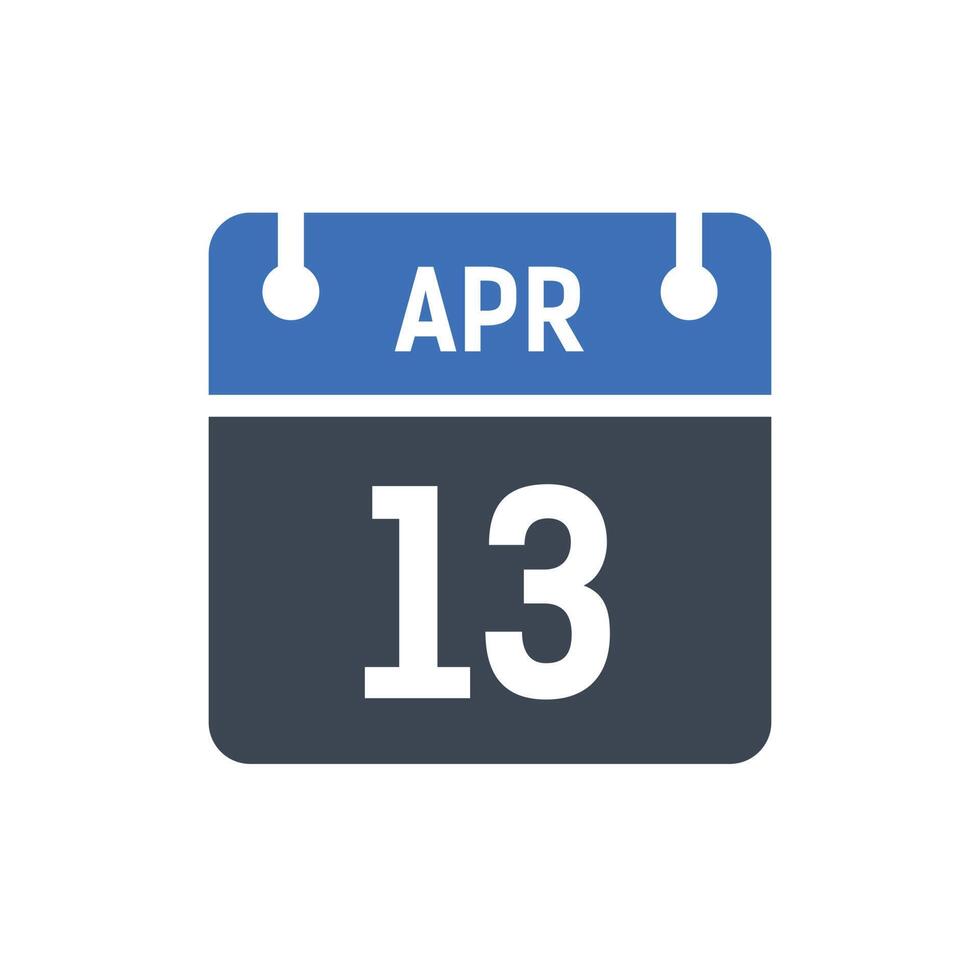 icono de fecha de calendario del 13 de abril vector