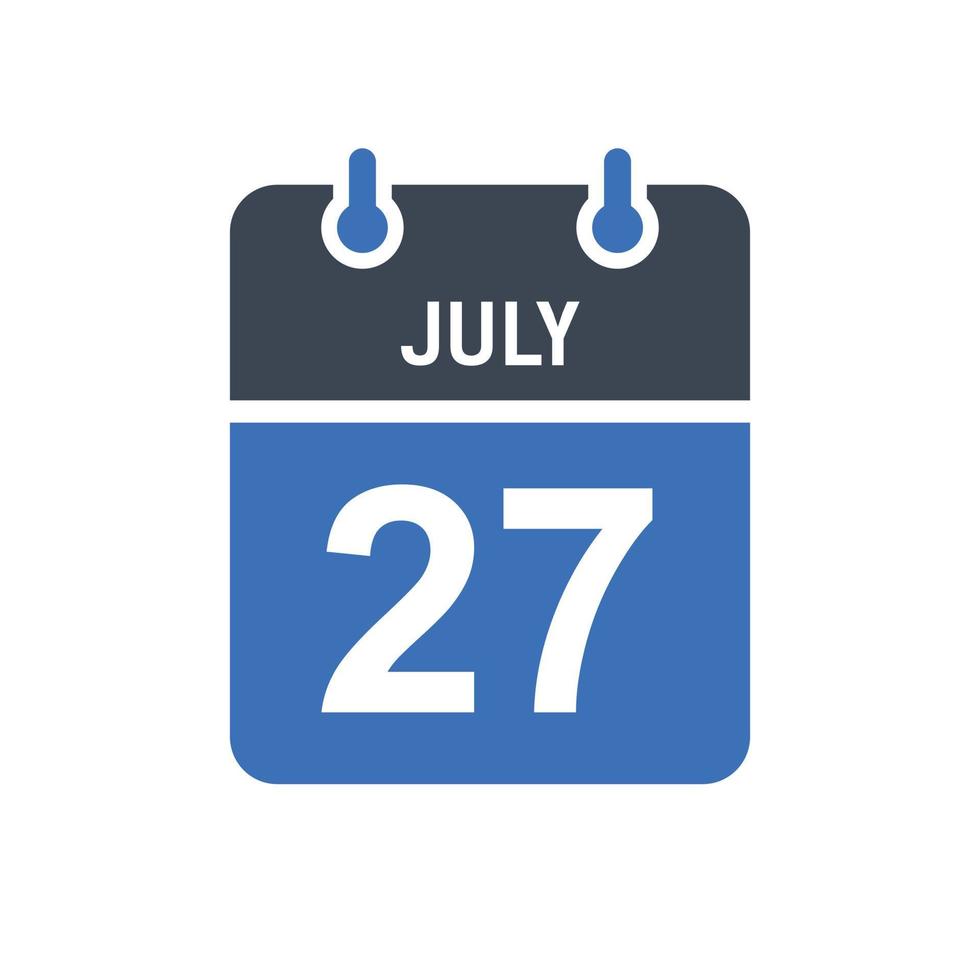 icono de la fecha del calendario del 27 de julio vector