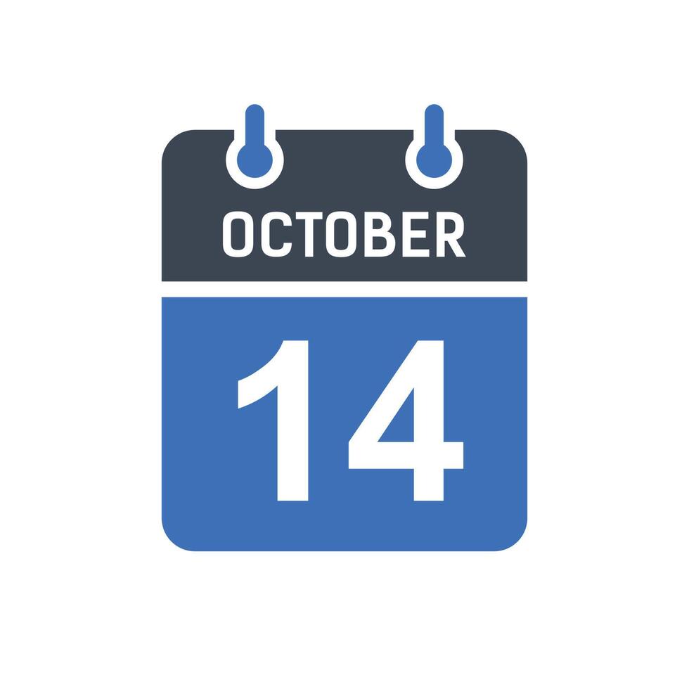 14 de octubre icono de fecha de calendario, icono de fecha de evento, fecha de calendario, diseño de icono vector