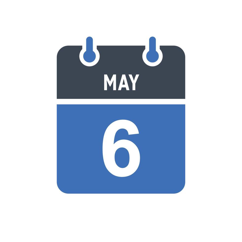 May 6 Calendar Date Icon vector