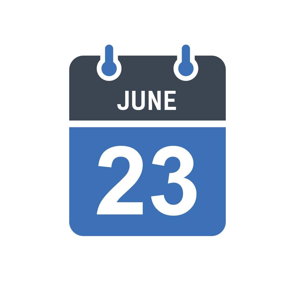 June 23 Calendar Date Icon vector