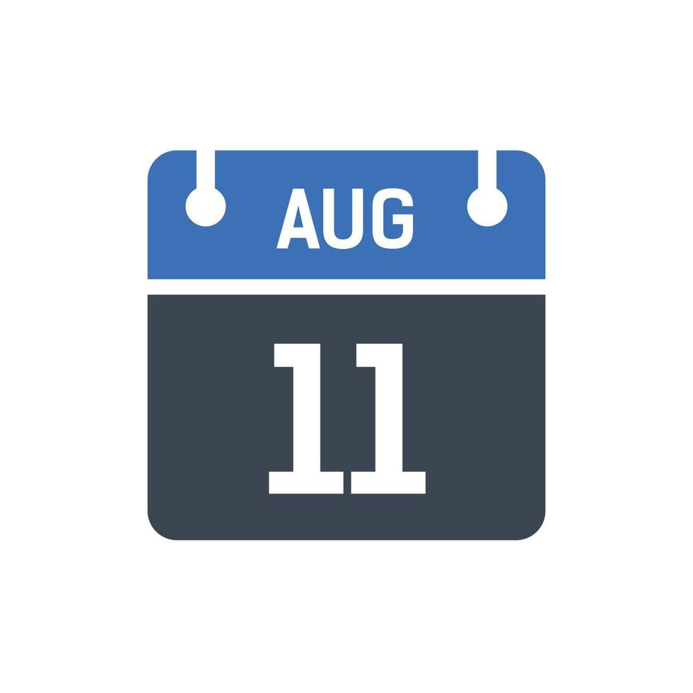 icono de fecha de calendario del 11 de agosto vector