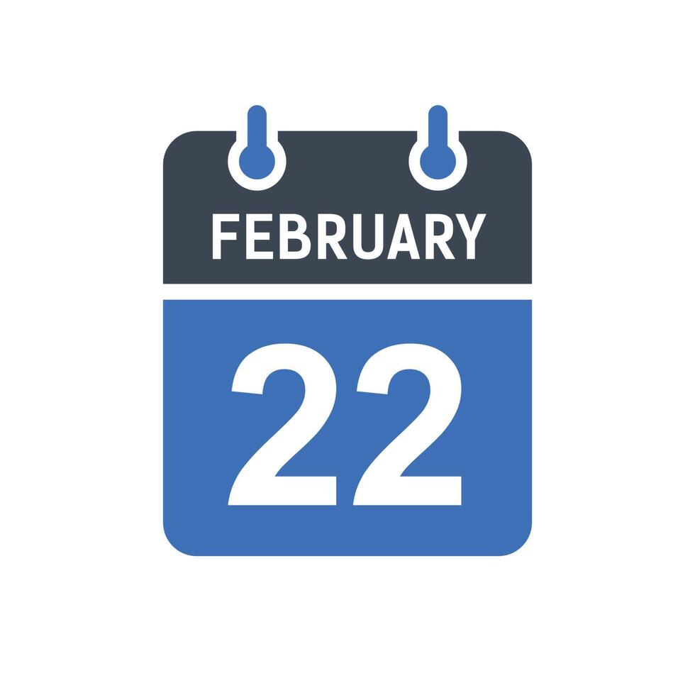 February 22 Calendar Date Icon vector